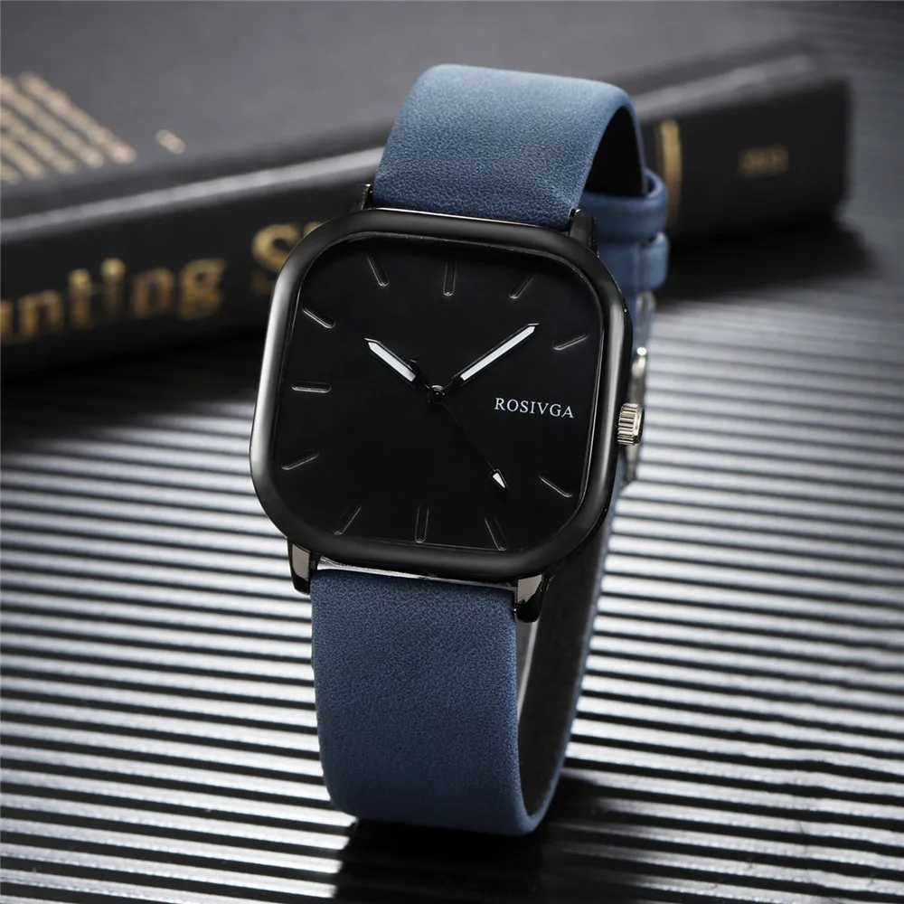 Hot Sell Fancy Fashion Stainless Steel Case Unique Design Leather Watch British Style Square Dial Quartz Casual Watch Business