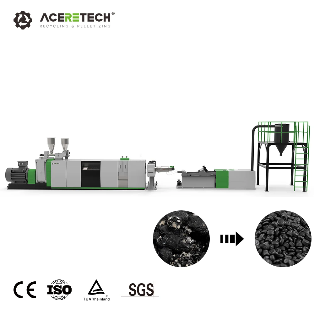 ASE HDPE/LDPE pipe flakes Single Screw Extruder plastic pelletizing line