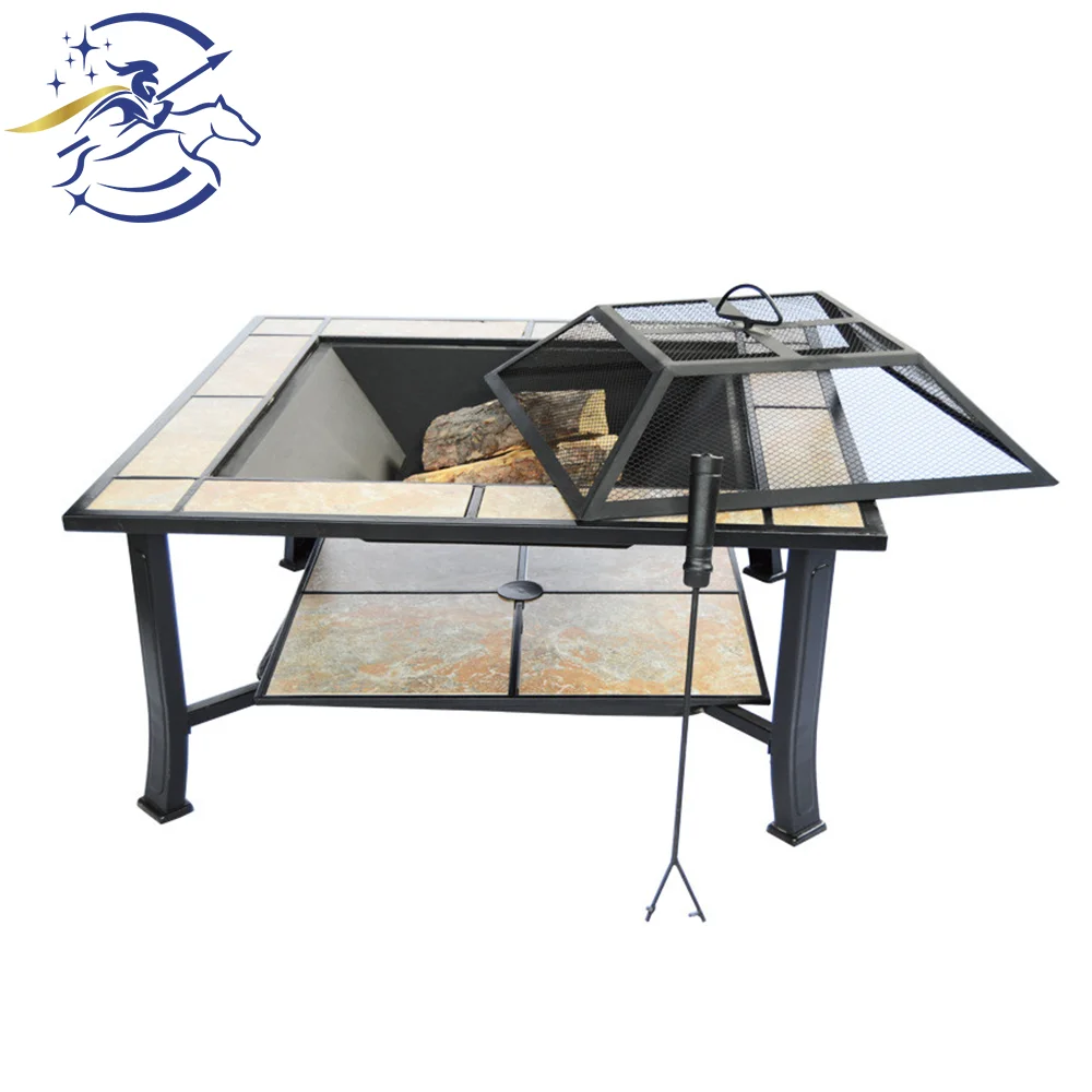 
34' Rectangular Fire Bowl fireplace wood burning fire pits outdoor metal marble tile table bbq brazier charcoal table fire pit 