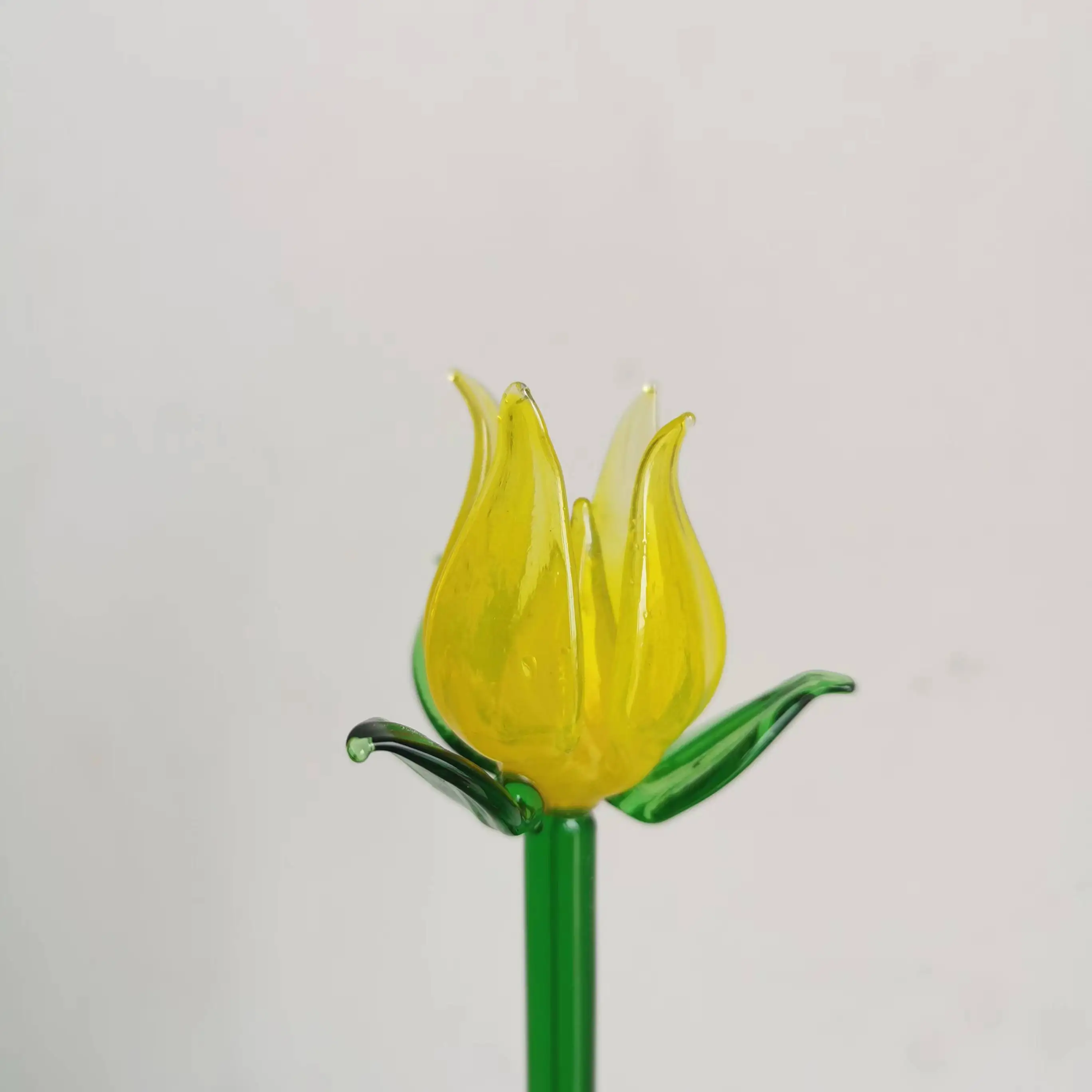 Handmade crystal rose art long stem murano glass flower decoration