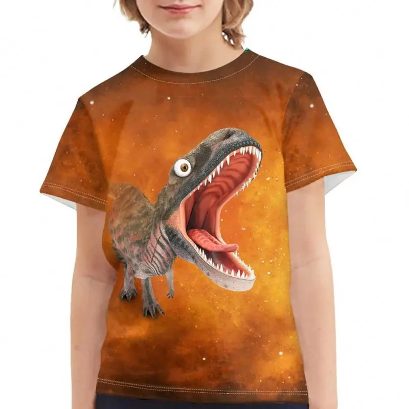 
New Arrival Unisex Girls/Boys Clothes Tees Shirt Funny Dinosaur Pattern Print Boys O-neck Comfortable T Shirt 