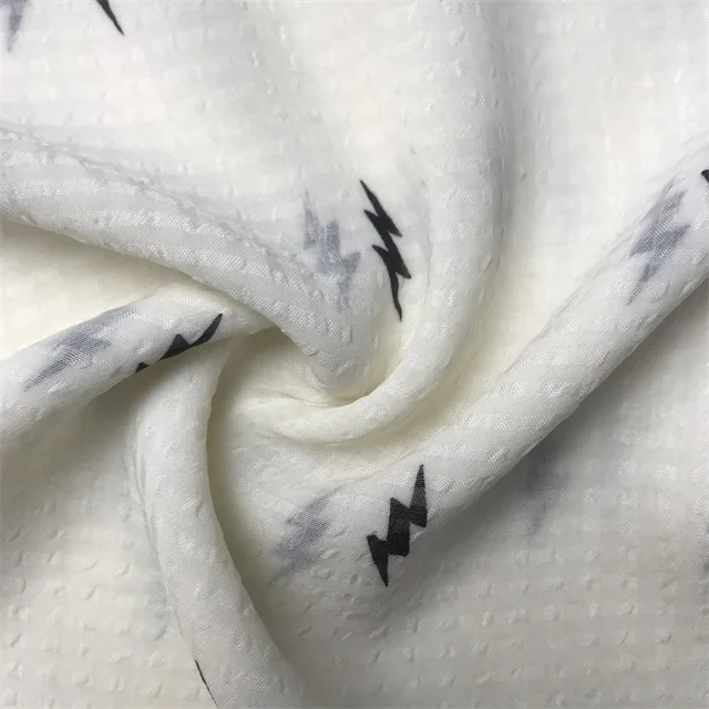 
Is Suitable for Clothes Printed Fabric Chiffon Wrinkle Jacquard Factory Direct Polyester Polyester Silver Silk Fabric Woven 