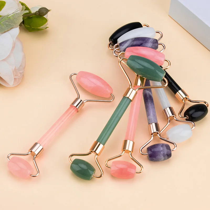 CE certification slimming face Double head rose quartz jade roller  guasha scraping tools