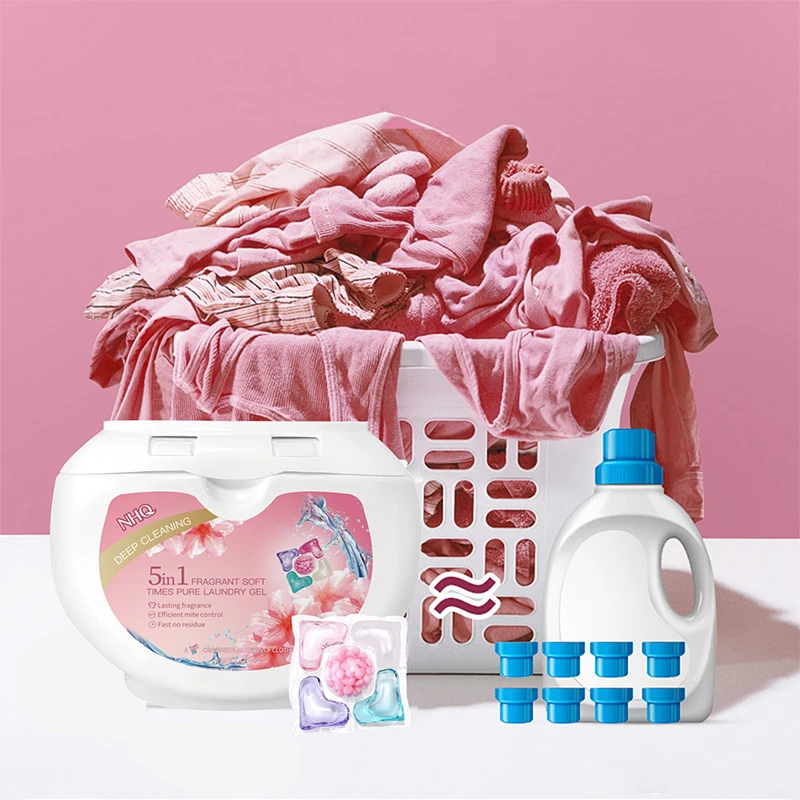 Private Label 5 In 1 Fragrant Tackles Tough Odors Stain And Odor Washing Gel Pods Laundry Detergent Pods For All Washers