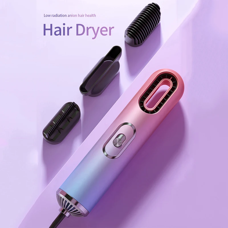 3 In 1 Leafless Hair Dryer 1200W Blue Light Ionic Hair Straightener Curler One Step Steam Hair Dryer
