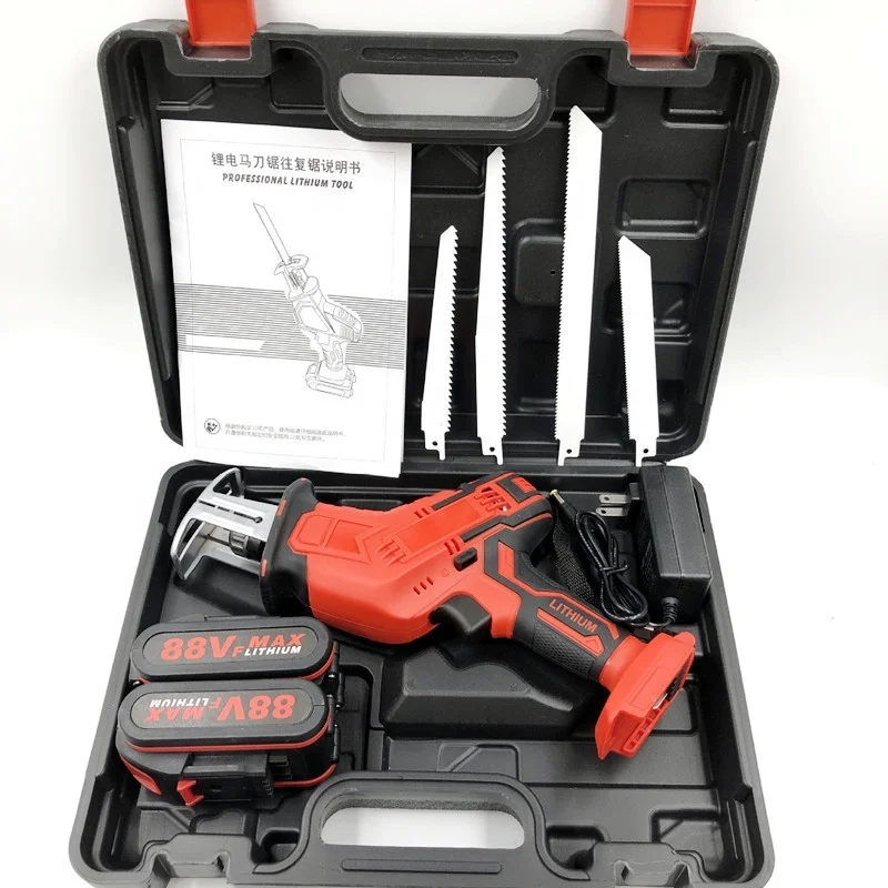 Multifunctional Lithium Electric Woodworking Reciprocating Saw Outdoor Logging Mini Saw 36V Cordless Battery DIY Red Wood Saw