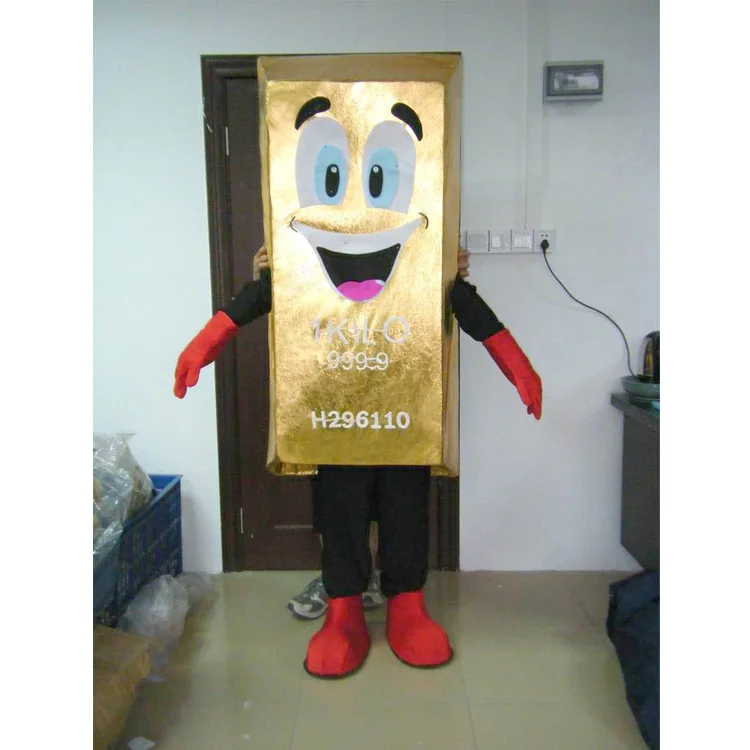 Профессиональный костюм-талисман золотого цвета для ходьбы по индивидуальному заказу для рекламы