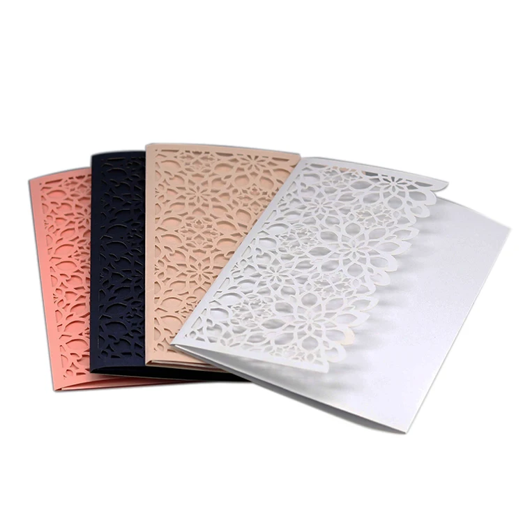 Glitter Paper Rose Flower Laser Cut Hollow Wedding Invitation Greeting Card Cover Gold Paper Love Card/ Art Custom Logo Printed