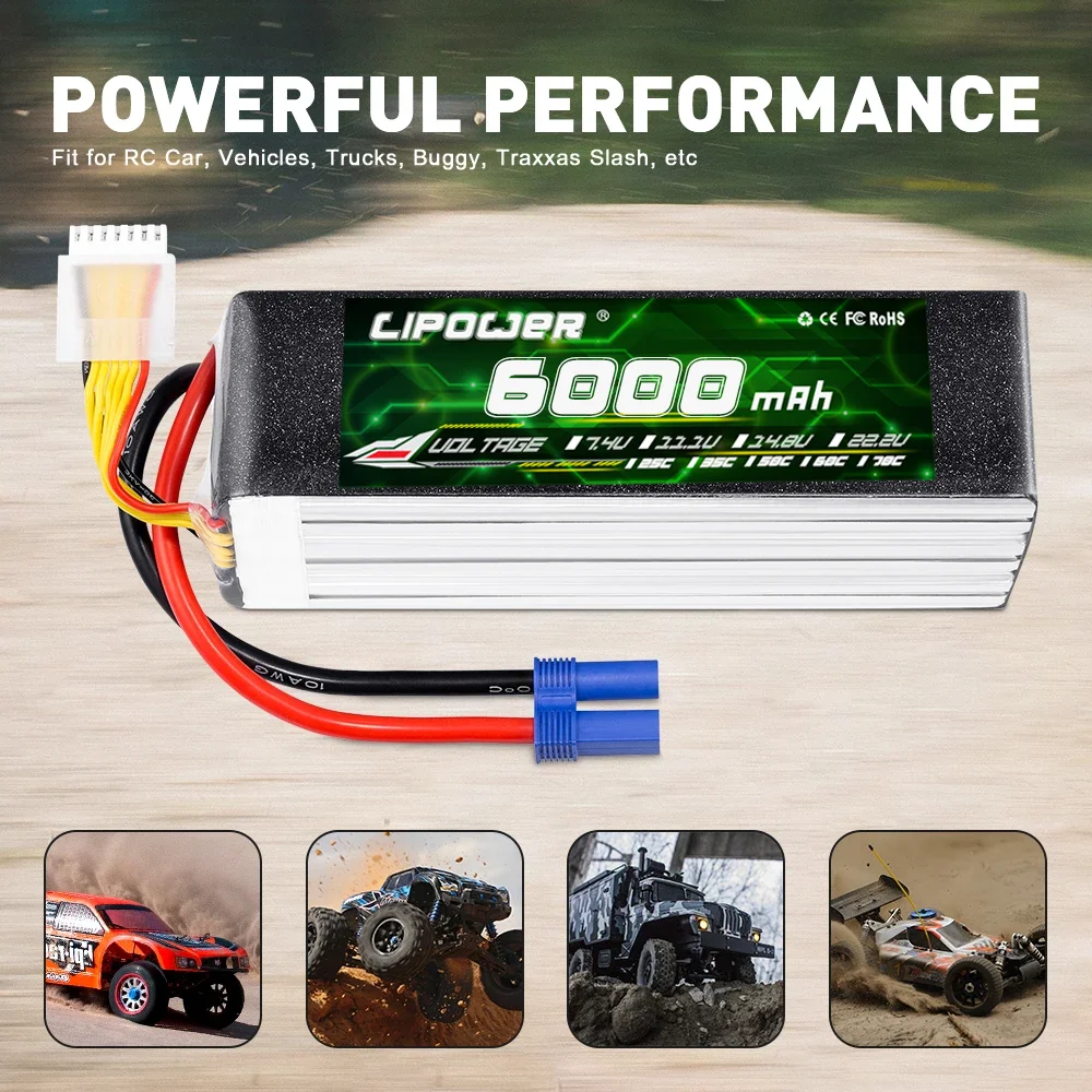 7 4 В 50C 6000 мАч 2S Lipo RC батарея с T/XT60 XT90 EC5 штекер для легковых автомобилей самолет Heilicopter Boat
