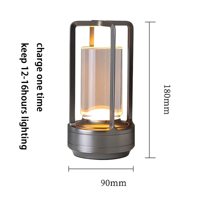 luxury led crystal lantern lightings metallic night light farmhouse decor touch dimmable rechargeable cordless table lamps light
