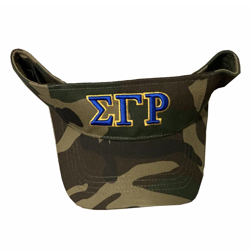 Gold Yellow Sigma Gamma Rho Sorority Visor Hat Greek Camo Visor Hat Personalized Logo Snapback Hat