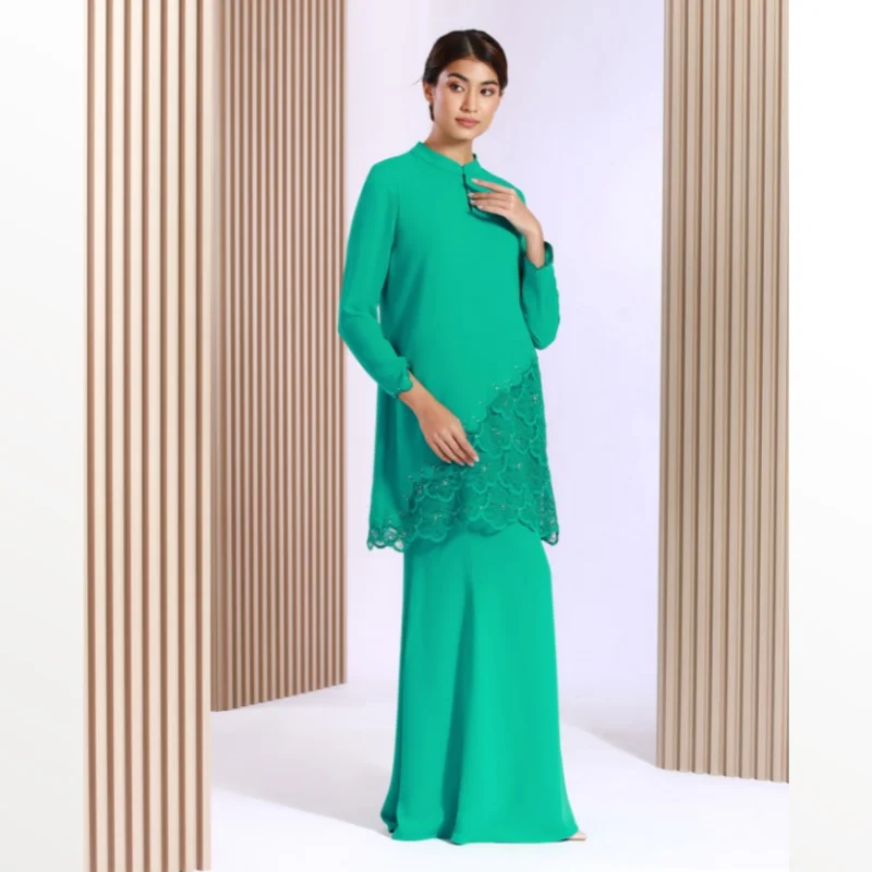 SIPO Eid Modest Wear Party Clothes Oem Muslim Women Baju Kurung Islamic Clothing Printed Sleeves Dress for Baju Kurung