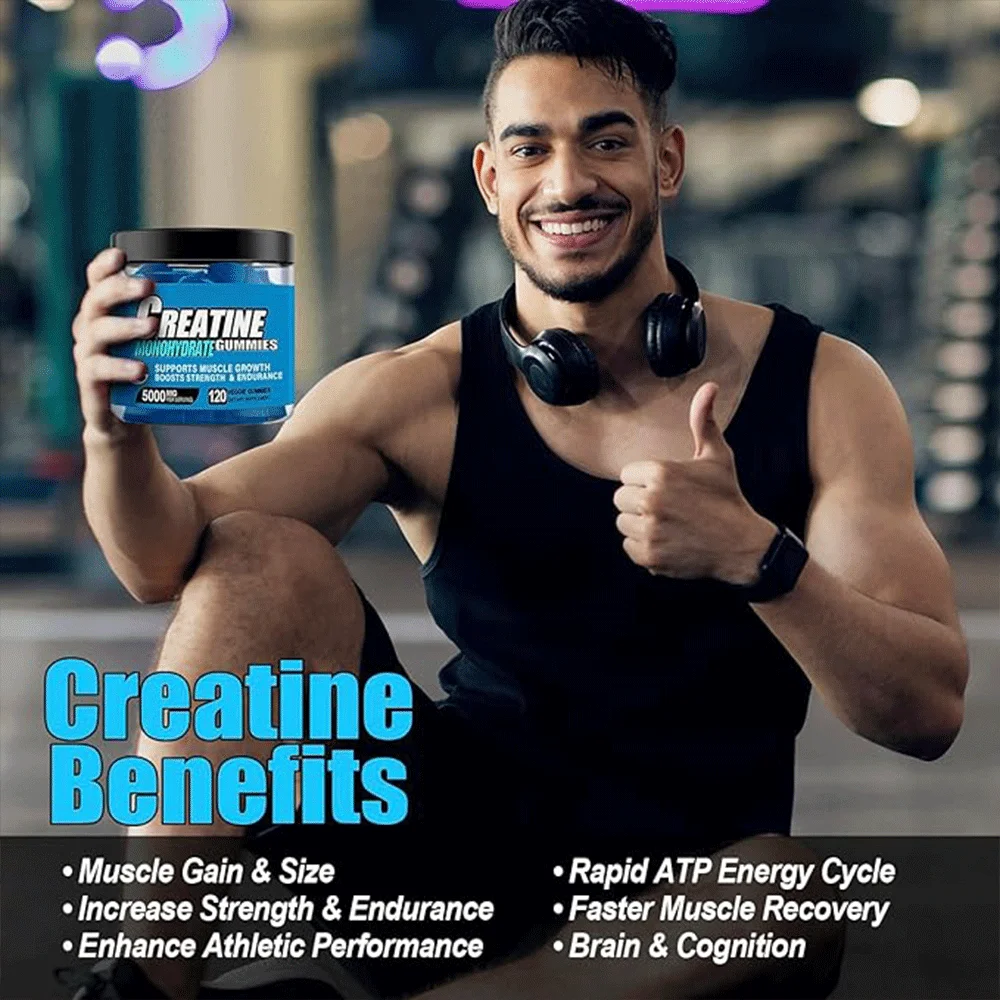 Private Label OEM Creatine Monohydrate Gummies Vitamins Supplements 60 gummies For Muscle Growth And Energy Sport