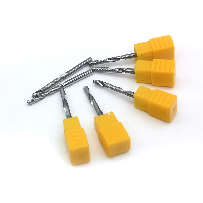 CNC Milling Tool 3.175 Carbide End Mills Single Flute Downcut Spiral Cutter Bit for PVC/Wood/Acrylic Board