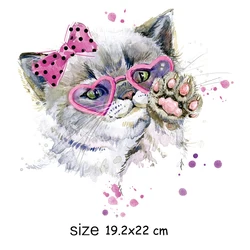 DIY Heat Transfer paper Stickers Iron on Transfers Patches Set Assorted Cute Cat Iron on Appliques Patches for T-Shirt stickers