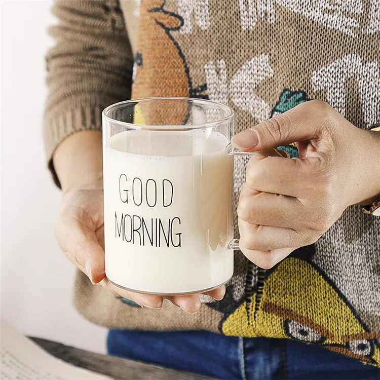 Glass Coffee Mugs Large Wide Mouth Mocha Hot Beverage Mugs Clear Espresso Cups with Handle Lead-Free Drinking Glassware