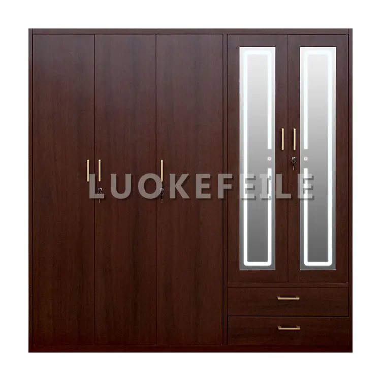 Kamar tidur mewah geser скользящий ukuran 3 4 5 pintu untuk bongkar pasang metal murah eco-friendly besi lemari pakaian kayu