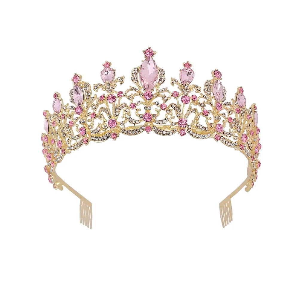 LUOXIN элегантный свадебный аксессуар для волос пышный фиолетовый горный хрусталь свадебная корона с расческой