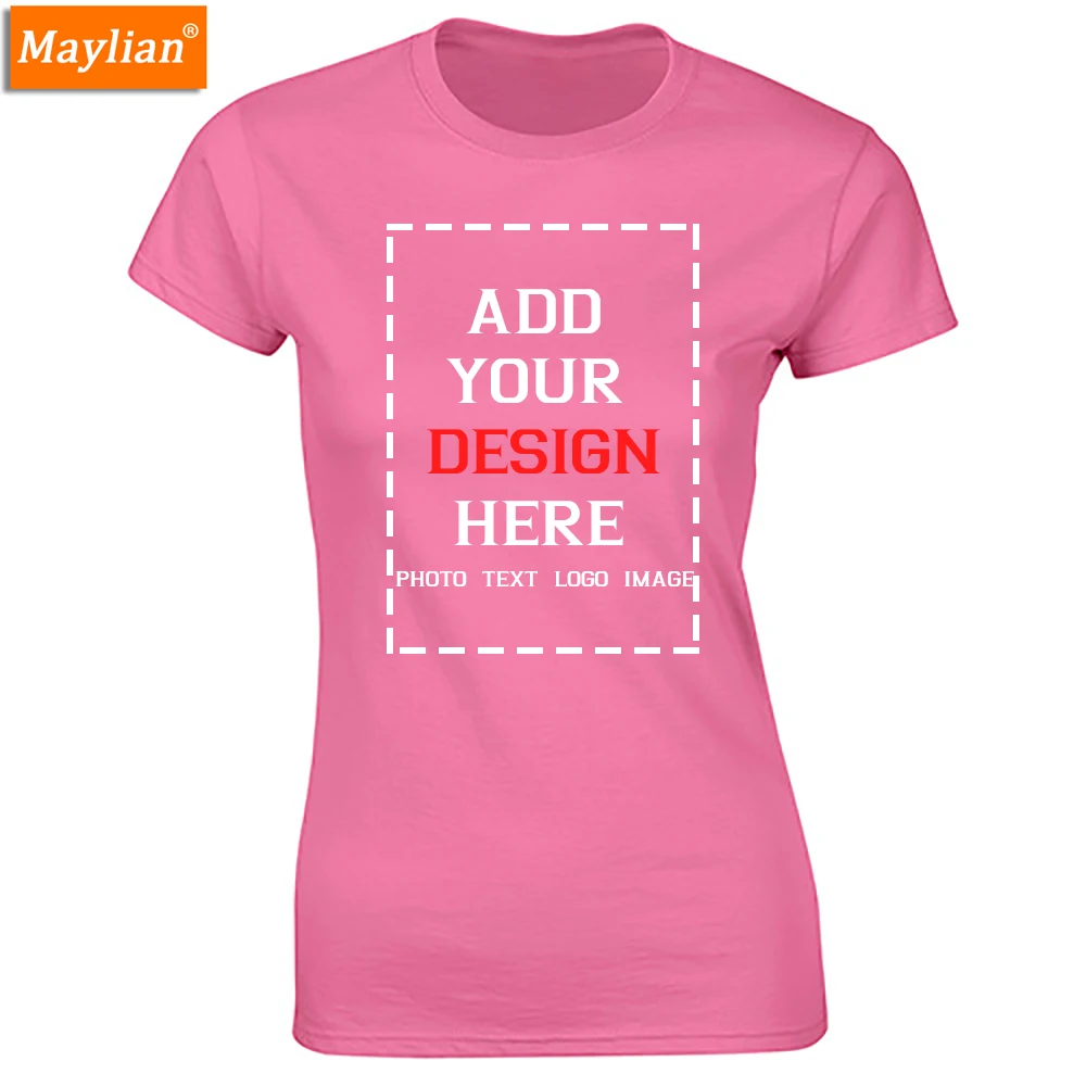 Женские футболки на заказ, Однотонная футболка из 100% хлопка, цветная футболка с коротким рукавом, оптовая продажа, Прямая поставка