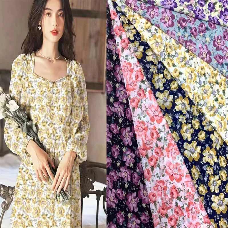 Custom Pattern Printing 100% Polyester Chiffon Printed Fabric For Fashion Dress