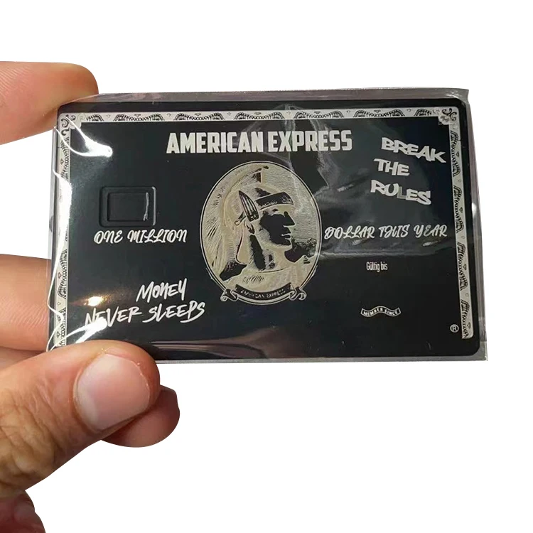 Простая черная металлическая Кредитная карта amex с лазерной гравировкой цветная дебетовая чиповым пазом 4442/