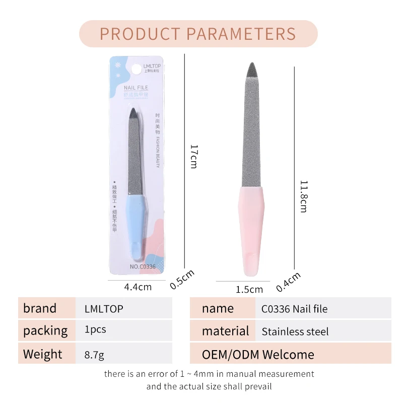 Private Label Cheap Price Durable No-slip Manicure Pedicure Nail Care Tools Stainless Steel Beauty Mini Nail File C0336
