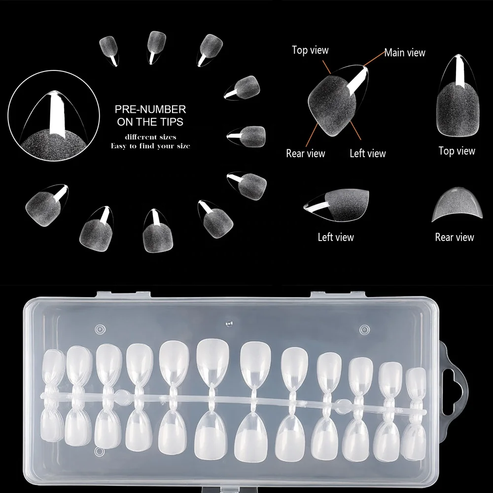 High Quality Clear Full Cover Short Almond Nail Tips Artificial Nail Extension Press On Manicure Nail Tips