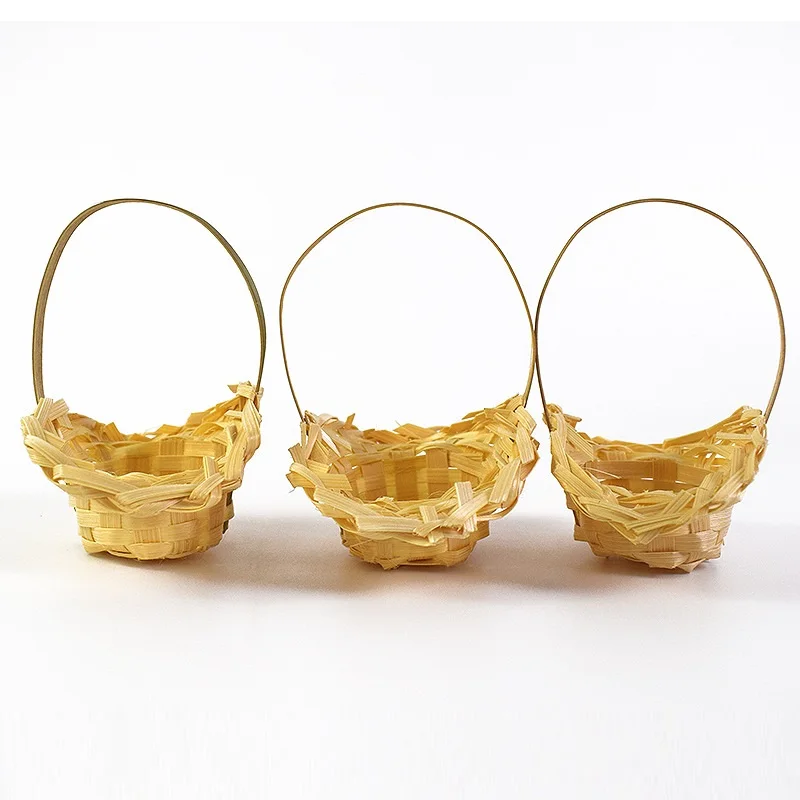 Bamboo Woven Mini Princess basket handmade flower arrangement Floral art flower bouquet decorative pastoral style home basket