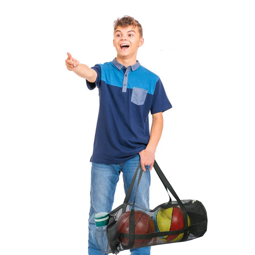 Extra Large Heavy Duty Mesh Adjustable Thick Shoulder Strap Soccer Ball Net Storage Bag For Sporting Accessories