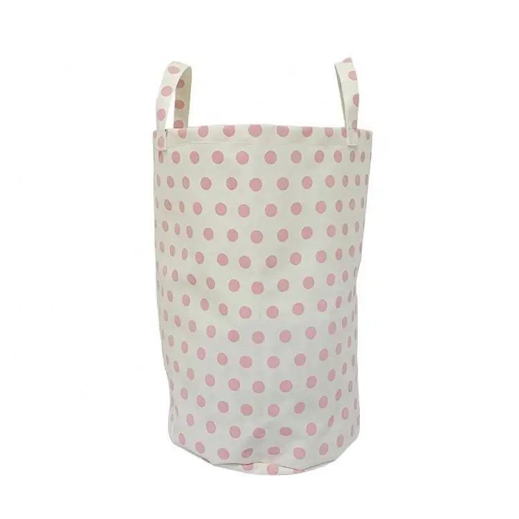 Wholesale round Cotton Canvas Laundry Basket Customizable Standard Size Foldable Stand for Bedding and Wardrobe Use