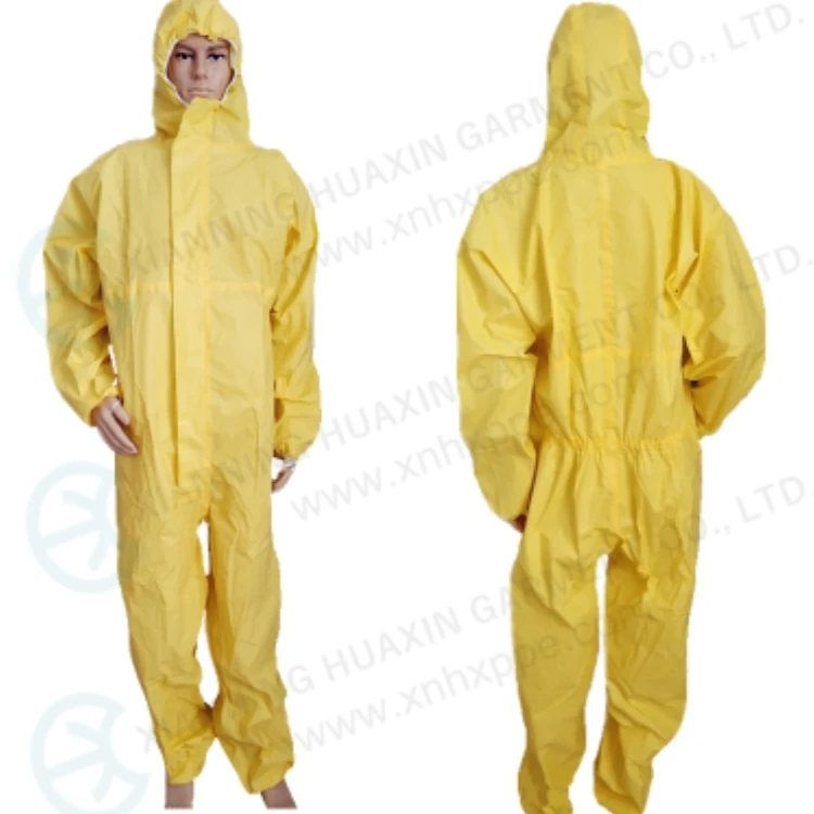High Quality Type 3/4/5/6 yellow chemical protective jumpsuit taped seamed Disposable Work Wear Overall