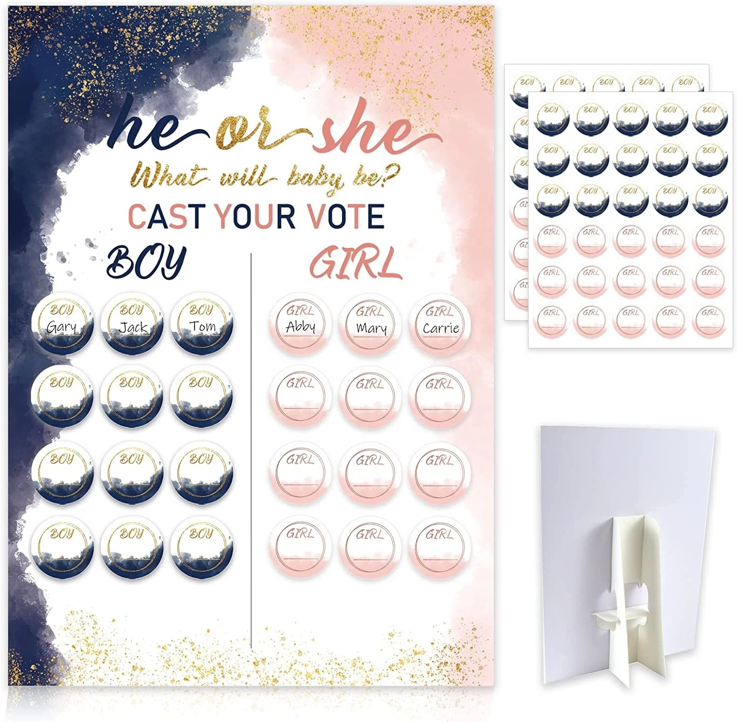 Boy Or Girl Poster Board With Stickers Baby Shower Gender Reveal Team Voting Game Party Supplies Decorations