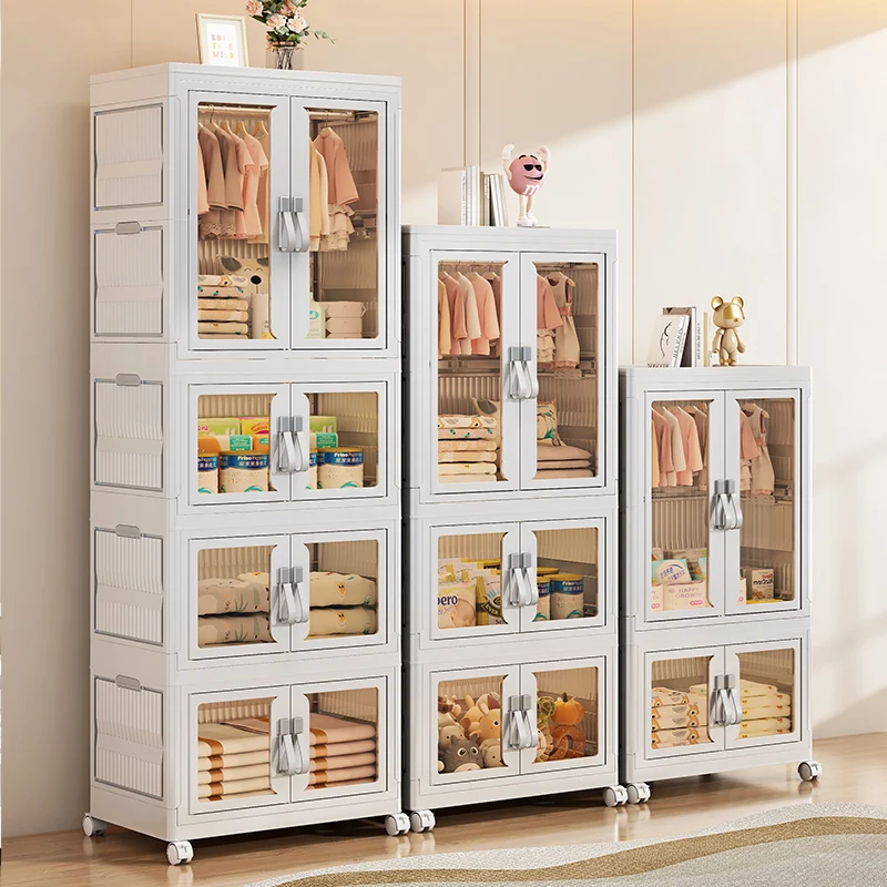 Household kitchen bedroom White  Design Folding Plastic Lockers Cloth Organizer for Household Storage Injection Techniques