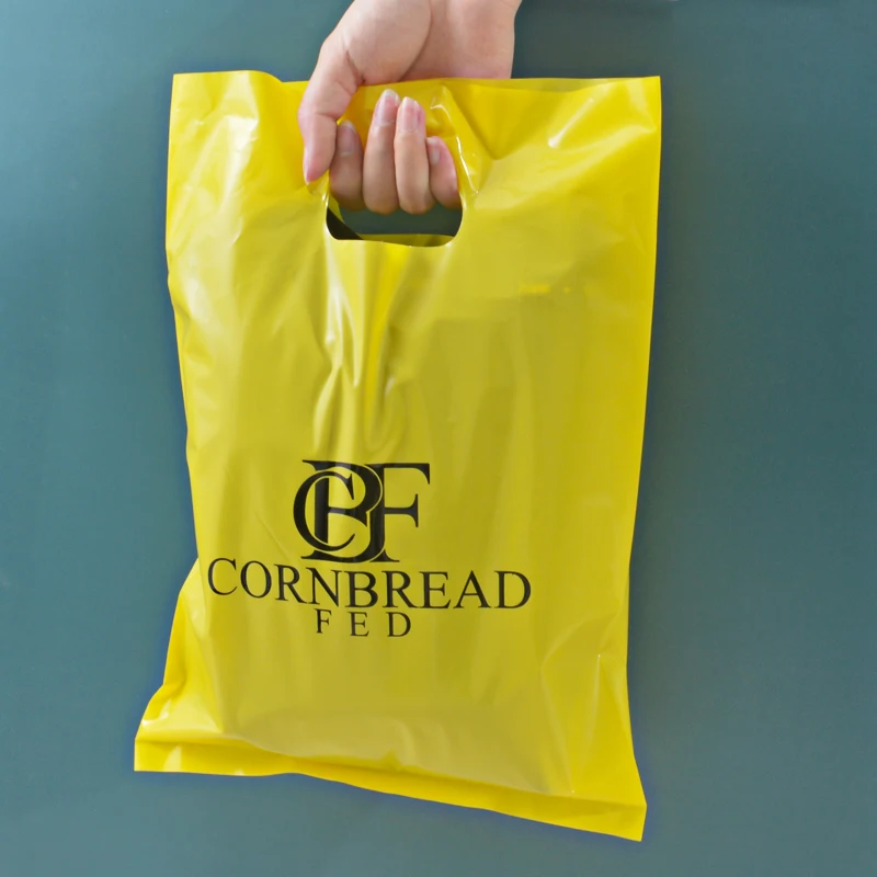transparent grocery gift carrier plastic die cut handle bag poly luxury retail shopping boutique bags reusable shopping bag