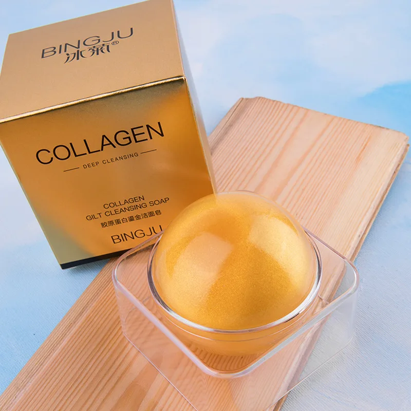 BINGJU 100g 100% Nature Deep Cleansing Moisturizing Whitening Amino Acid 24K Gold Handmade Crystal Jelly Ball Soap