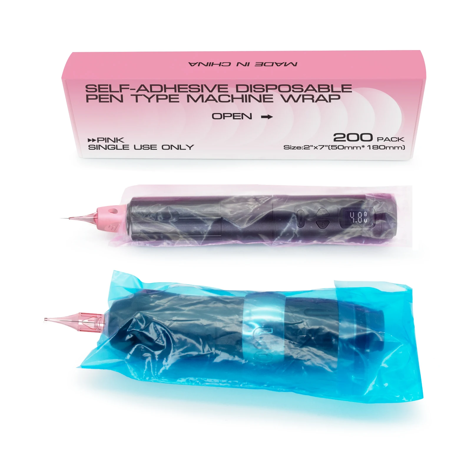 LOVBEAUTY 200pcs Wireless PMU Pen Machine Covers Self-adhesive Permanent Makeup Microneedling Tattoo Machine Pen Type Bag Sleeve