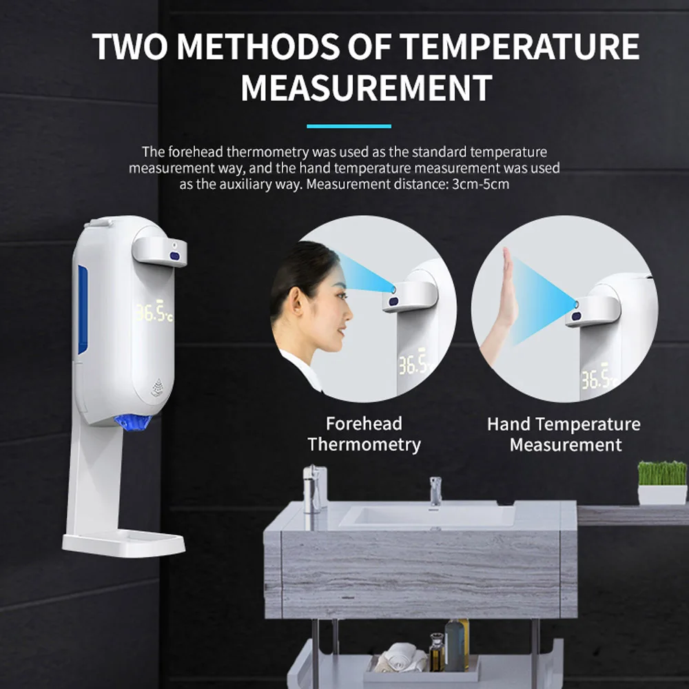  2021 Liquid Soap Dispenser Thermometer 2 in 1 No-Contact Hand Sanitzer For Hospital