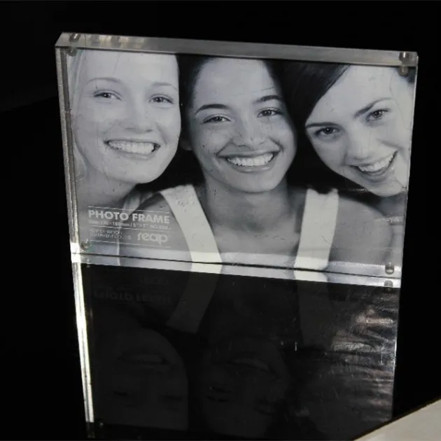 acrylic 4x6 Acrylic Frame, Magnetic Picture Frames, Clear, 10 + 10MM Thickness Stand in Desk/Table
