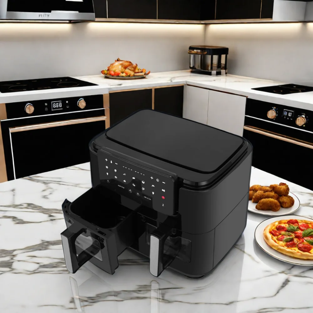 Ukninja Wholesale Dual Air Fryer Freidora De Aire Digital Oven Air Fryer Lcd Display Electric Smart Dual Basket 6l 8l 9l OEM