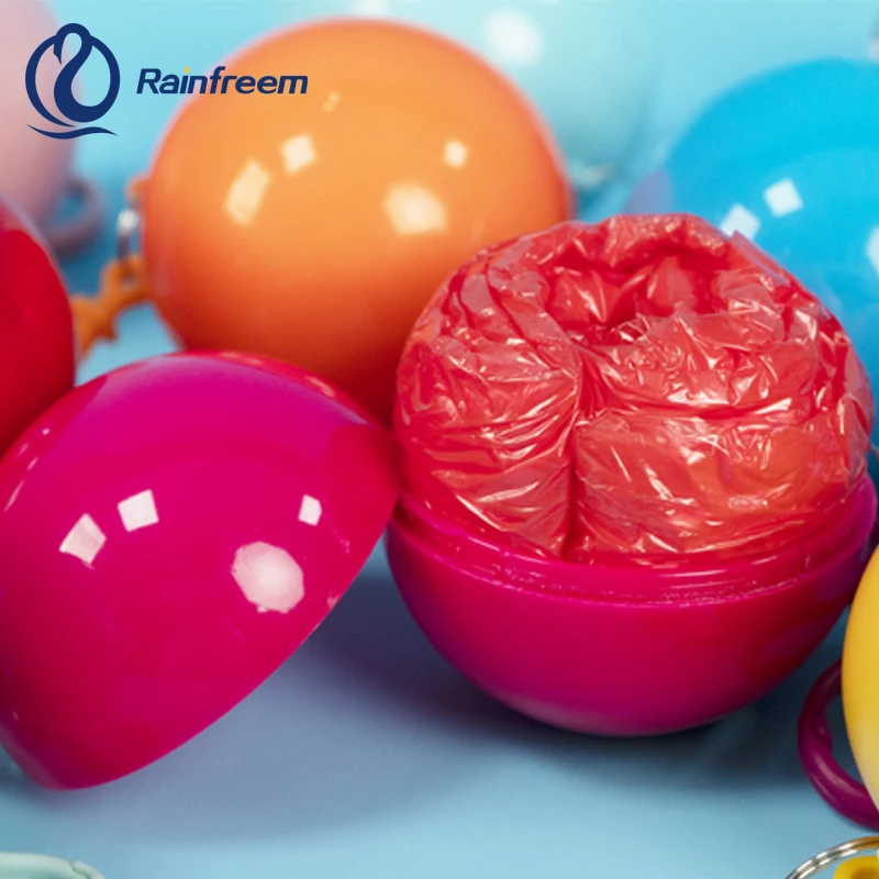 Logo Custom Portable Disposable Waterproof Compression Poncho Raincoat in Keychain Printed Pocket Balls for Adults Kids