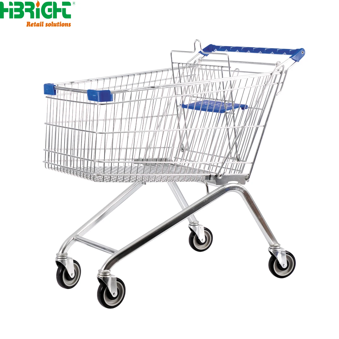 High-Capacity Chrome Plated Flexible Supermarket Plastic Shopping Trolley Cart