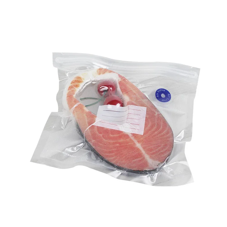 Professional custom kitchen storage plastic film bags vacuum food protective packaging sealed valve for bag