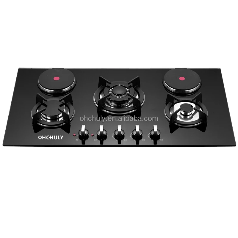 Combined Hob Ceramic Glass Gas & Ceramic Electric Hob With 2 Ceramic Foyers 3 Gas Burner For Kitchen
