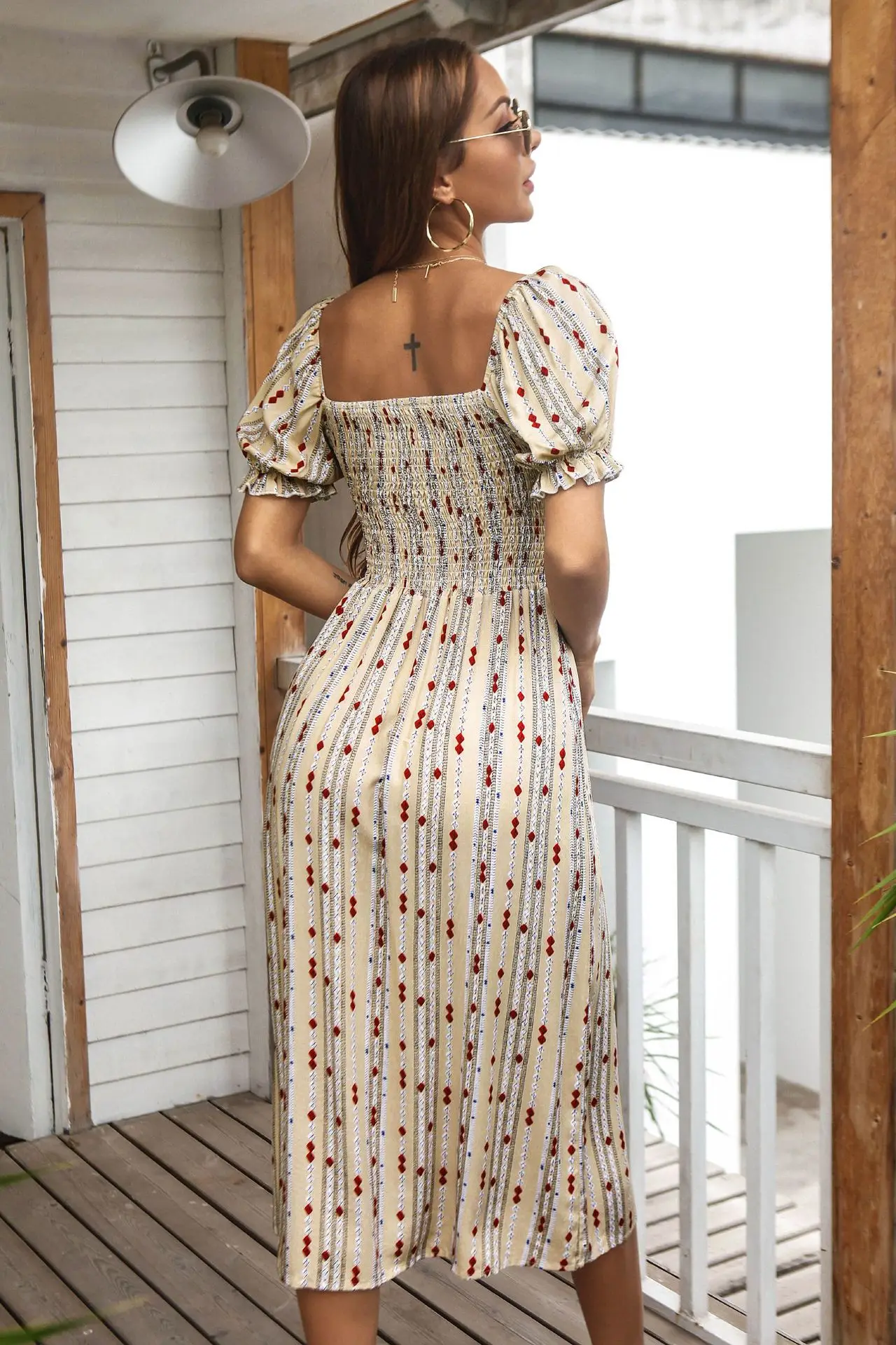 Женское длинное свободное платье, Элегантное повседневное платье с высокой талией и цветочным принтом, с запахом и коротким рукавом, на лето