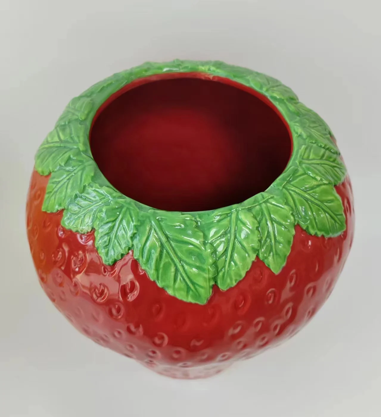Modern Strawberry shape ceramic flower vase for home decor indoor fruit shape plant pots lager flower vase
