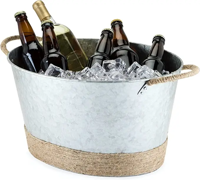 Classic large rectangular galvanized metal refrigerated wine beer ice Bucket Beverage Cooler Beverage Bucket family party