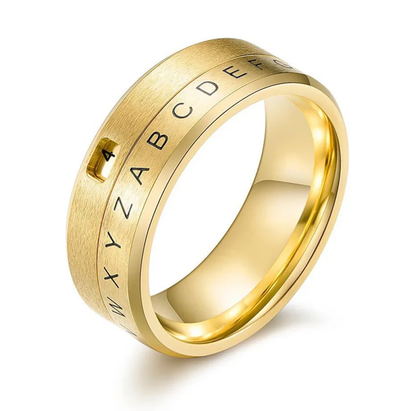 Lucky Number Stainless Steel Rotating Gear Rings for Comfort Fit Beveled Edge Cut Polished FREE Custom Laser Engraving