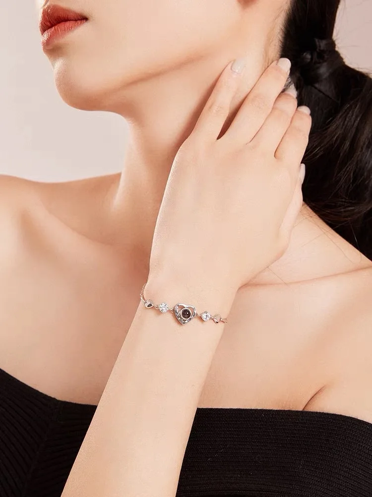 OEM Sterling Silver Copper Best Friend Bracelet Packaging Custom Picture Projection Couple Bracelet Ankle Bracelets for Women