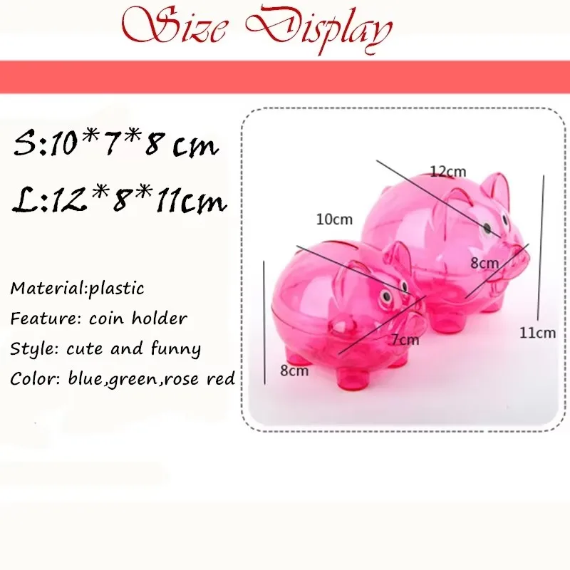 RTS Factory Clear Transparent Pig Plastic Piggy Money Bank Small Piggy Bank Money Boxes Storage Toys Home Decor Money Saving Box