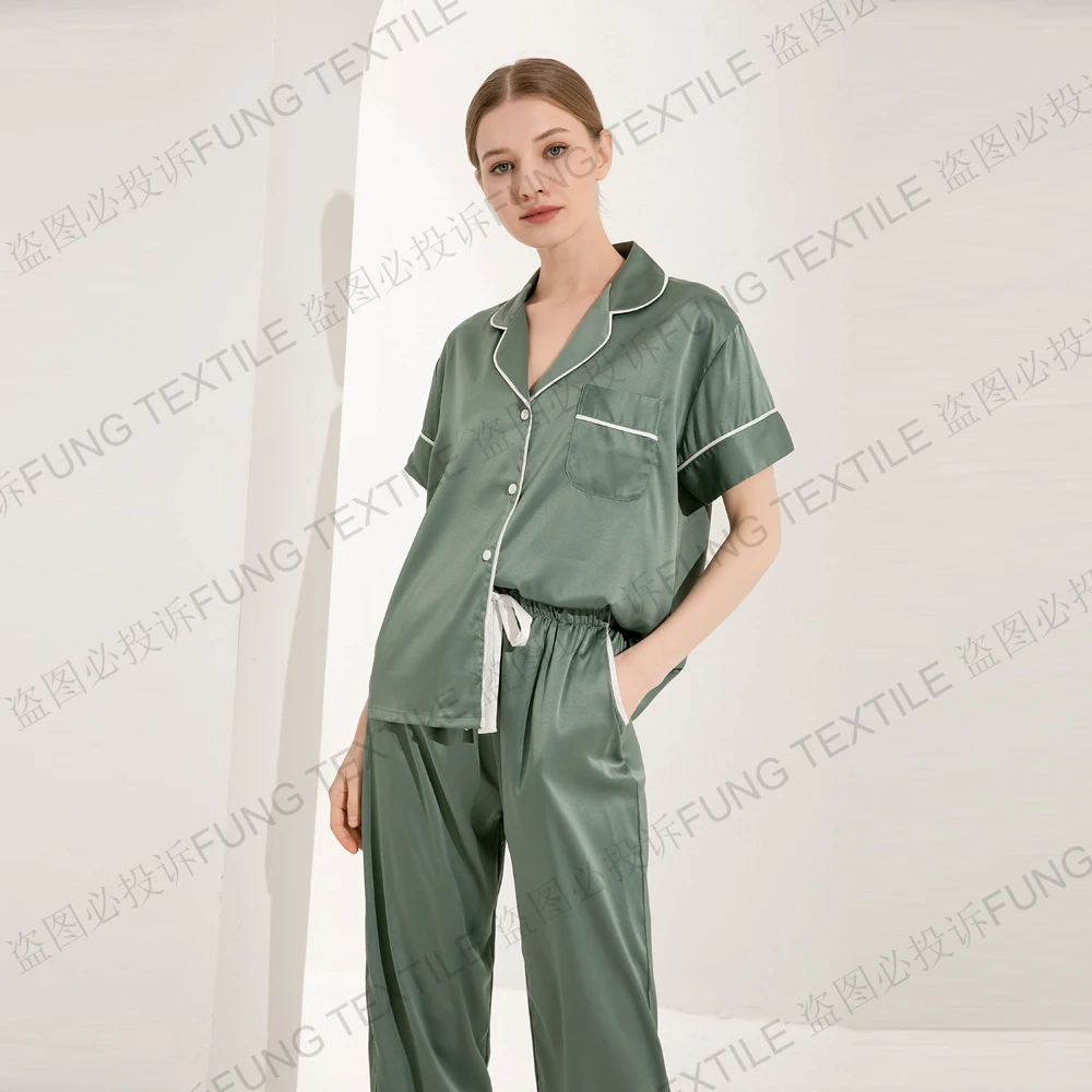 6028 атласная Шелковая пижама с коротким рукавом
